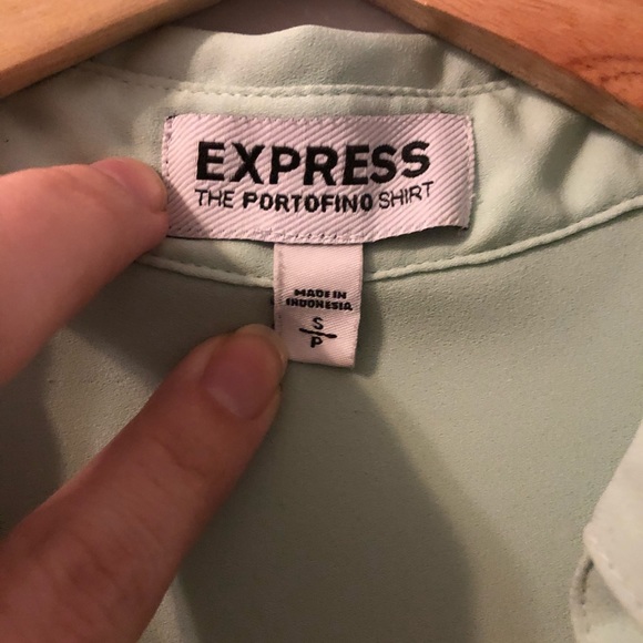 Express Mint Sheer Button Down Shirt Blouse - Picture 4 of 6